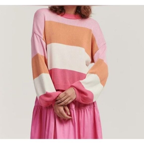 Charlie Holiday Anthropologie NEW Sunset Stripe Penny Knit Sweater So Soft Sm/4 - Picture 1 of 10